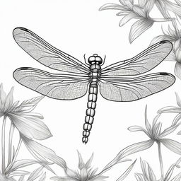 This is a high-quality, black and white pencil sketch of a dragonfly, positioned differently