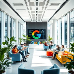 A sleek, futuristic concept of a Google office