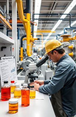 A modern industrial setting showcasing a lubrication and oil analysis laboratory