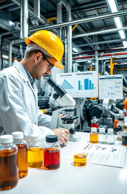 A modern industrial setting showcasing a lubrication and oil analysis laboratory