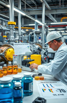 A modern industrial setting showcasing a lubrication and oil analysis laboratory