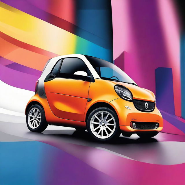 A high-quality digital art image showcasing a Fortwo smart car