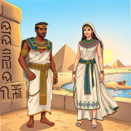 An illustration of traditional ancient Egyptian clothing, showcasing intricate details and vibrant colors