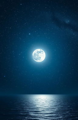 A breathtaking cosmic landscape featuring vast oceans of stars twinkling in the night sky, illuminated by beams of soft moonlight filtering through the darkness