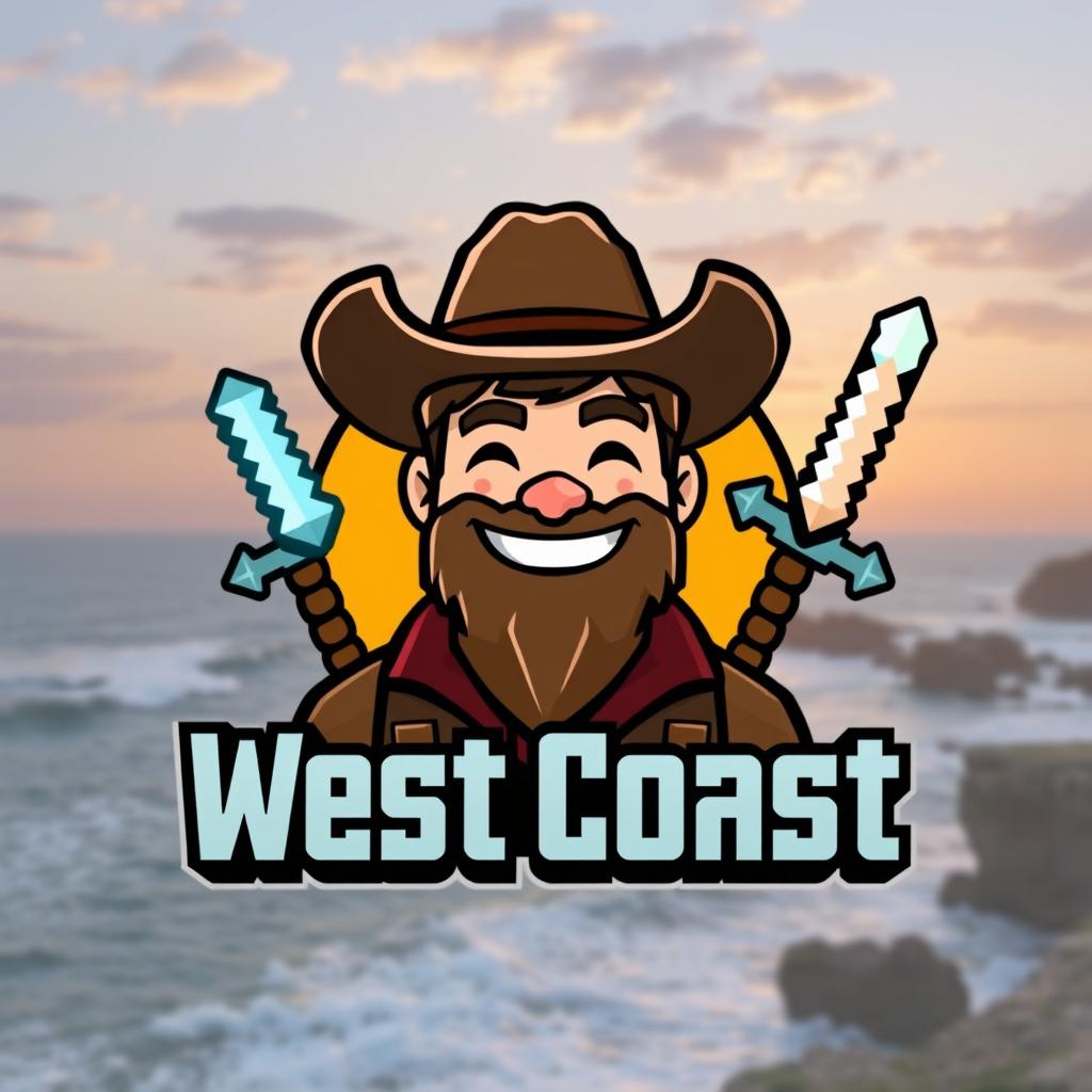 A logo for a Minecraft team named 'West Coast', featuring a coastal theme intertwined with a cowboy aesthetic