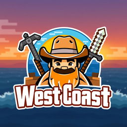 A logo for a Minecraft team named 'West Coast', featuring a coastal theme intertwined with a cowboy aesthetic