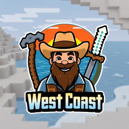 A logo for a Minecraft team named 'West Coast', featuring a coastal theme intertwined with a cowboy aesthetic