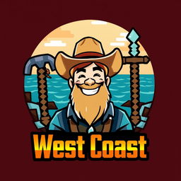 A logo for a Minecraft team named 'West Coast', featuring a coastal theme intertwined with a cowboy aesthetic
