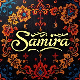 The name 'Samira' artistically displayed in a Slimi Persian font, featuring smooth, flowing curves and ornate details characteristic of Persian calligraphy