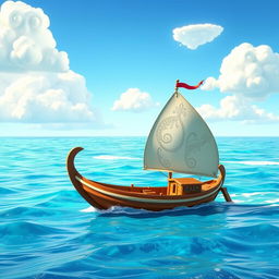 A stunning 3D animated scene inspired by the movie Moana, showcasing a picturesque ocean landscape