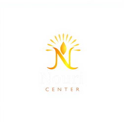 A sleek and modern logo design for a company named "Nouri Center" featuring an artistic representation of light or growth