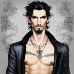 This is a high-quality digital art image of a tall, handsome Latin man in Chicago