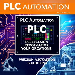 An advertisement poster for the PLC Automation industry, featuring a sleek and modern design