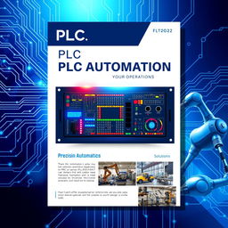 An advertisement poster for the PLC Automation industry, featuring a sleek and modern design