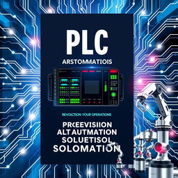 An advertisement poster for the PLC Automation industry, featuring a sleek and modern design