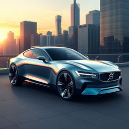 A stunning and detailed illustration of a Volvo Aero car, showcasing its sleek and futuristic design