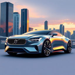 A stunning and detailed illustration of a Volvo Aero car, showcasing its sleek and futuristic design