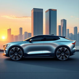 A stunning and detailed illustration of a Volvo Aero car, showcasing its sleek and futuristic design