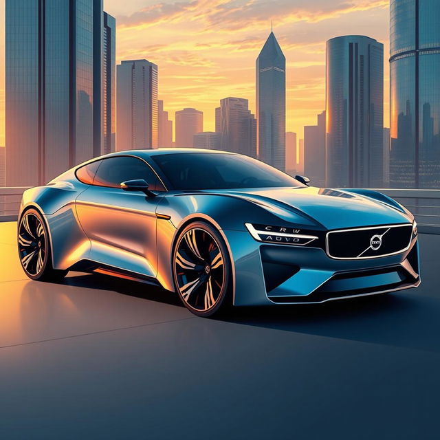 A stunning and detailed illustration of a Volvo Aero car, showcasing its sleek and futuristic design