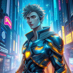 A cyber fantasy universe depicting a male character named Xandros who embodies both mind and heart balance
