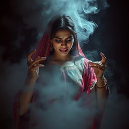 A possessed Persian woman, experiencing a terrifying encounter with a djinn