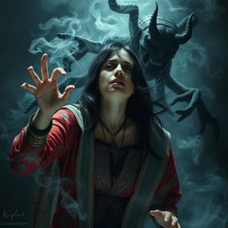 A possessed Persian woman, experiencing a terrifying encounter with a djinn