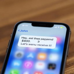 A close-up view of an iPhone screen displaying a text message notification