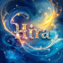 A stunning and mystical scene featuring the phrase 'Hira' (হীরা) artistically illustrated in a vibrant, abstract style