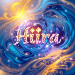 A stunning and mystical scene featuring the phrase 'Hira' (হীরা) artistically illustrated in a vibrant, abstract style