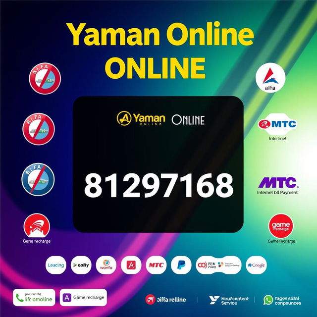 An advertisement design for 'Yaman Online', prominently displaying the number '81297168'