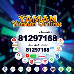 A vibrant and modern digital illustration representing Yaman Online, an online phone service provider