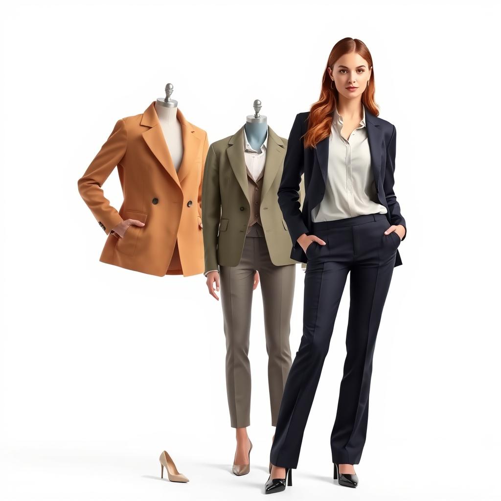 A digitally dressed female model showcasing stylish clothing in a professional setting