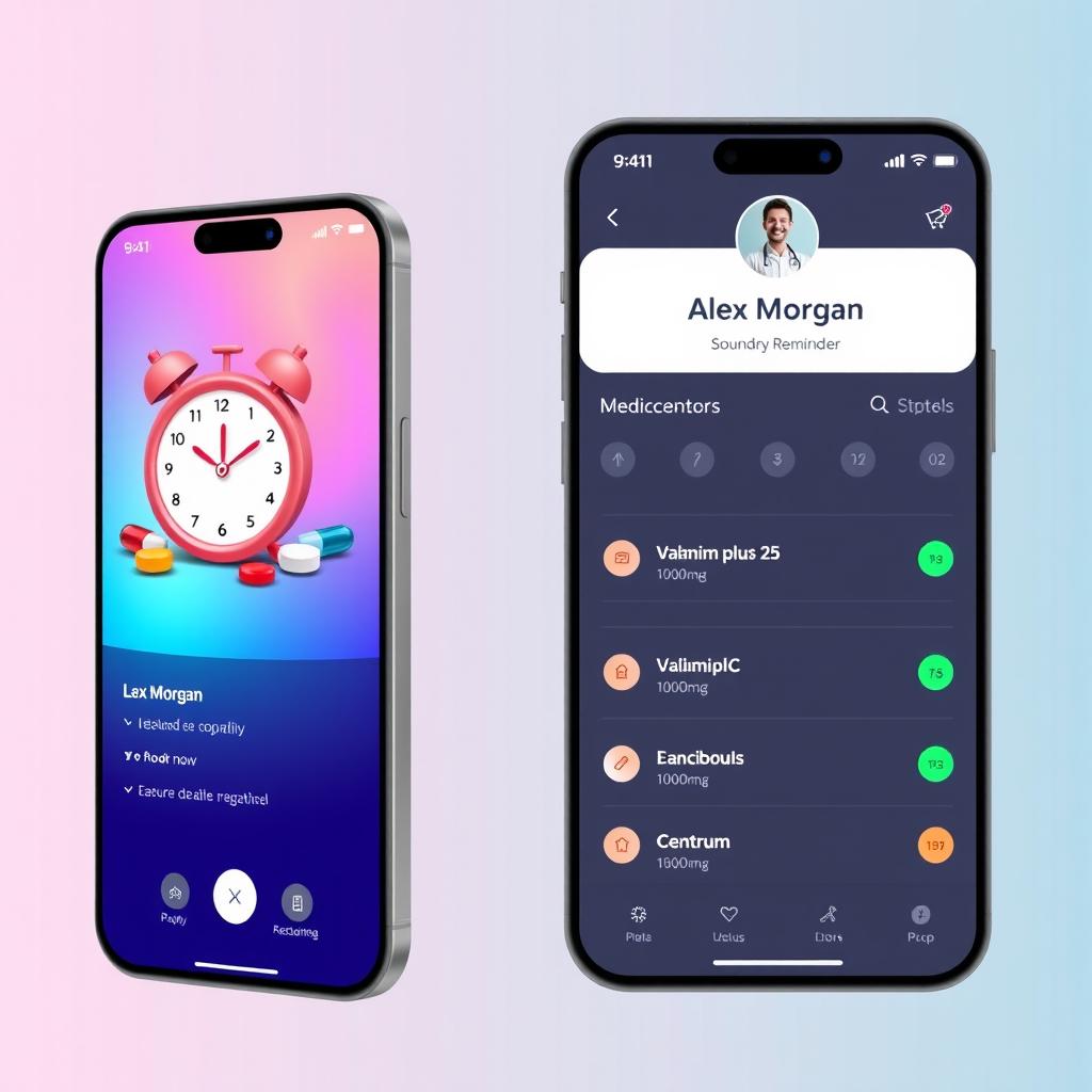 A modern mobile app design for a medication reminder feature
