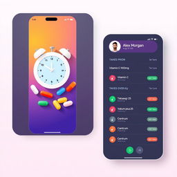 A modern mobile app design for a medication reminder feature