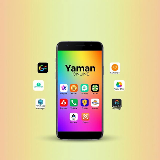 A sleek and modern smartphone screen displaying the name 'Yaman Online' prominently at the top