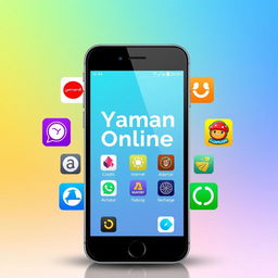 A sleek and modern smartphone screen displaying the name 'Yaman Online' prominently at the top