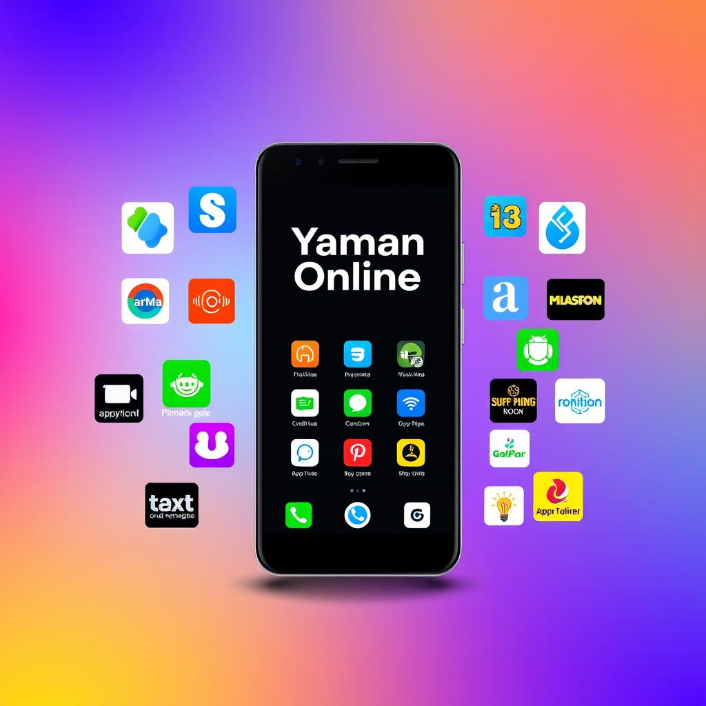 A sleek and modern smartphone screen displaying the name 'Yaman Online' prominently at the top