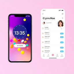 A smartphone interface showcasing a medication management app, featuring a sleek, modern design like the provided sample