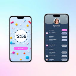 A smartphone interface showcasing a medication management app, featuring a sleek, modern design like the provided sample