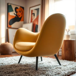 A close-up shot of a stylish, modern chair design showcasing smooth curves and vibrant colors