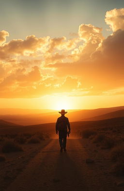 A beautiful, haunting portrayal of the Orphan Trail, featuring an expansive dusty landscape that captures the essence of a historical journey