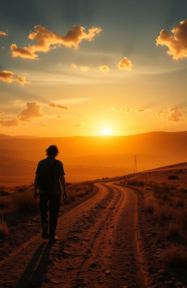 A beautiful, haunting portrayal of the Orphan Trail, featuring an expansive dusty landscape that captures the essence of a historical journey