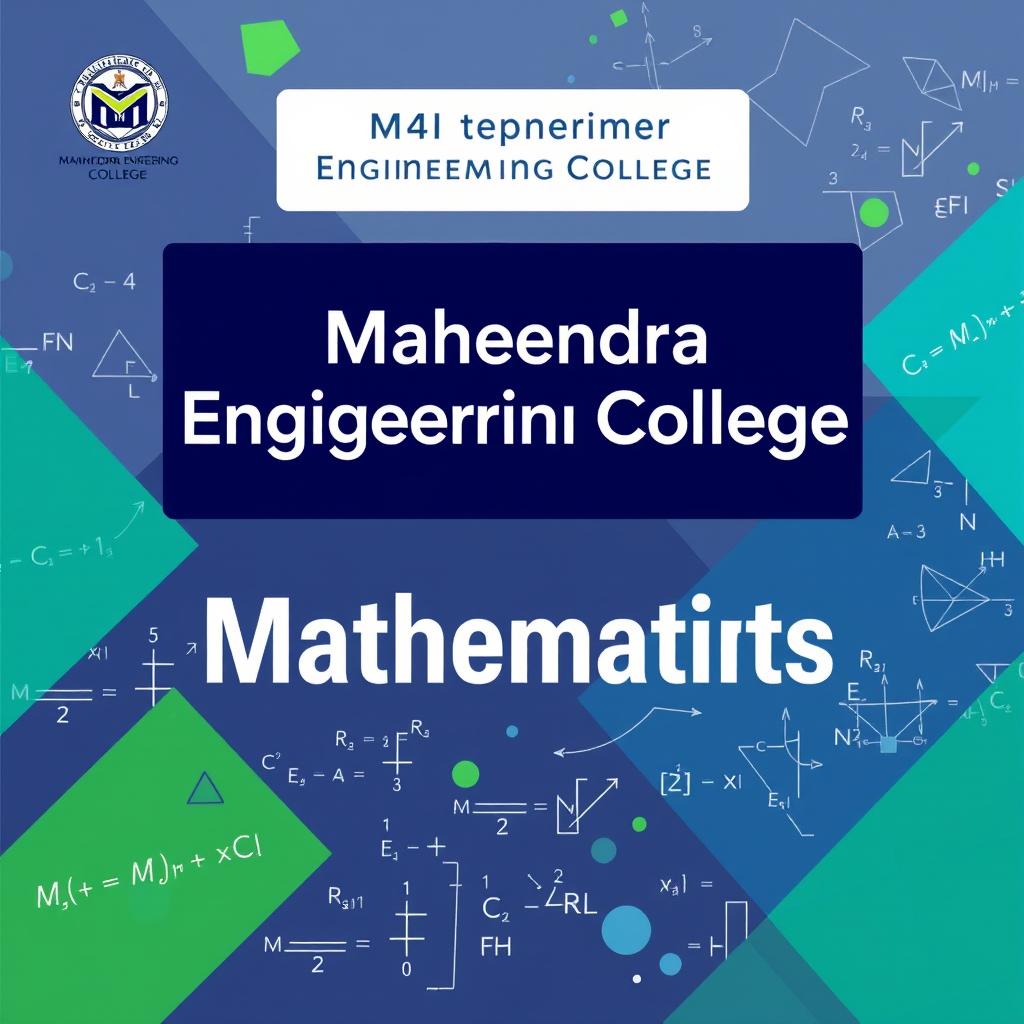 A front page design for a Mathematics department, featuring a prominent heading that reads 'Mahendra Engineering College'