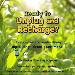 A vibrant and inviting poster designed for a digital detox event