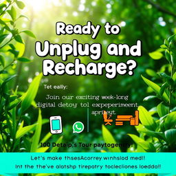 A vibrant and inviting poster designed for a digital detox event