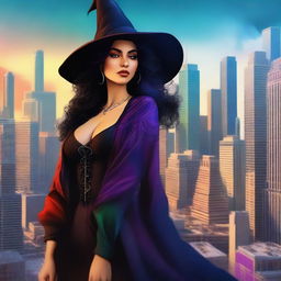 An image of a beautiful Latina witch in modern Chicago