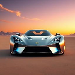 A stunning digital rendering of a futuristic sports car featuring a sleek and modern design in a striking silver color