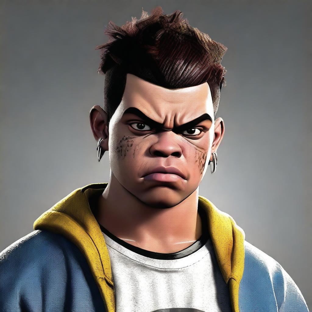 A digital art image of a 17-year-old Colombian bully, depicted as a thug