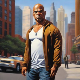 A captivating oil painting showcases a devastatingly handsome Latino bully, depicted as an older brother and thug in modern Chicago