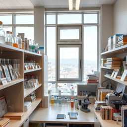 A well-organized STEM lab inventory in Palestine, showcasing a variety of scientific equipment and supplies